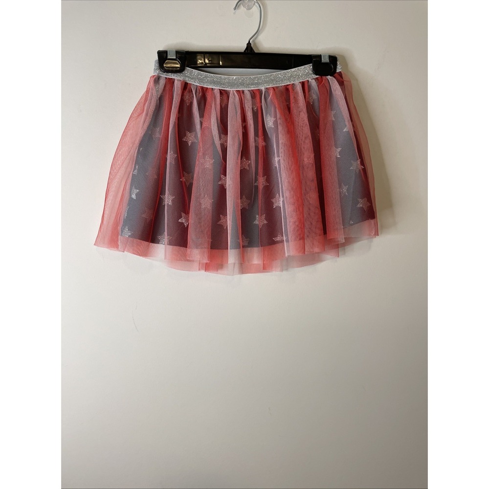 Way to Celebrate Girls L 10-12 Patriotic Tulle Skirt Stars Red White Blue